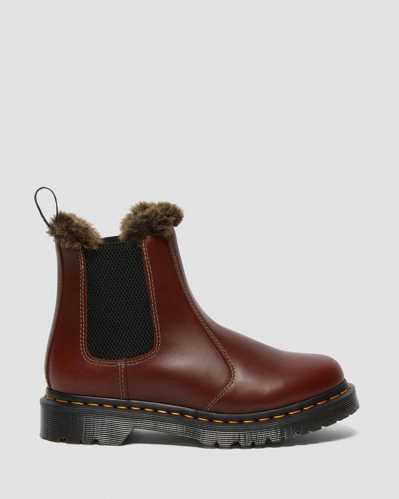 Brown Women's Dr Martens 2976 Leonore Faux Fur Lined Winter Boots | CA 282JPQ